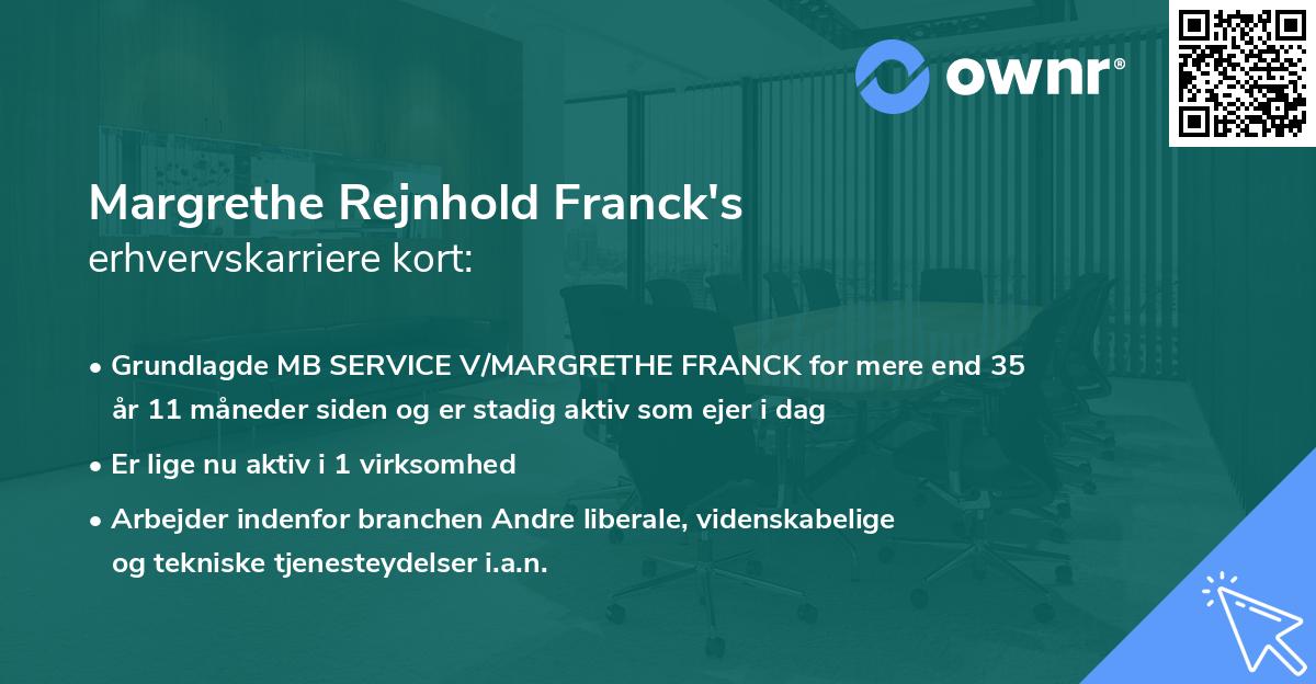 Margrethe Rejnhold Franck's erhvervskarriere kort