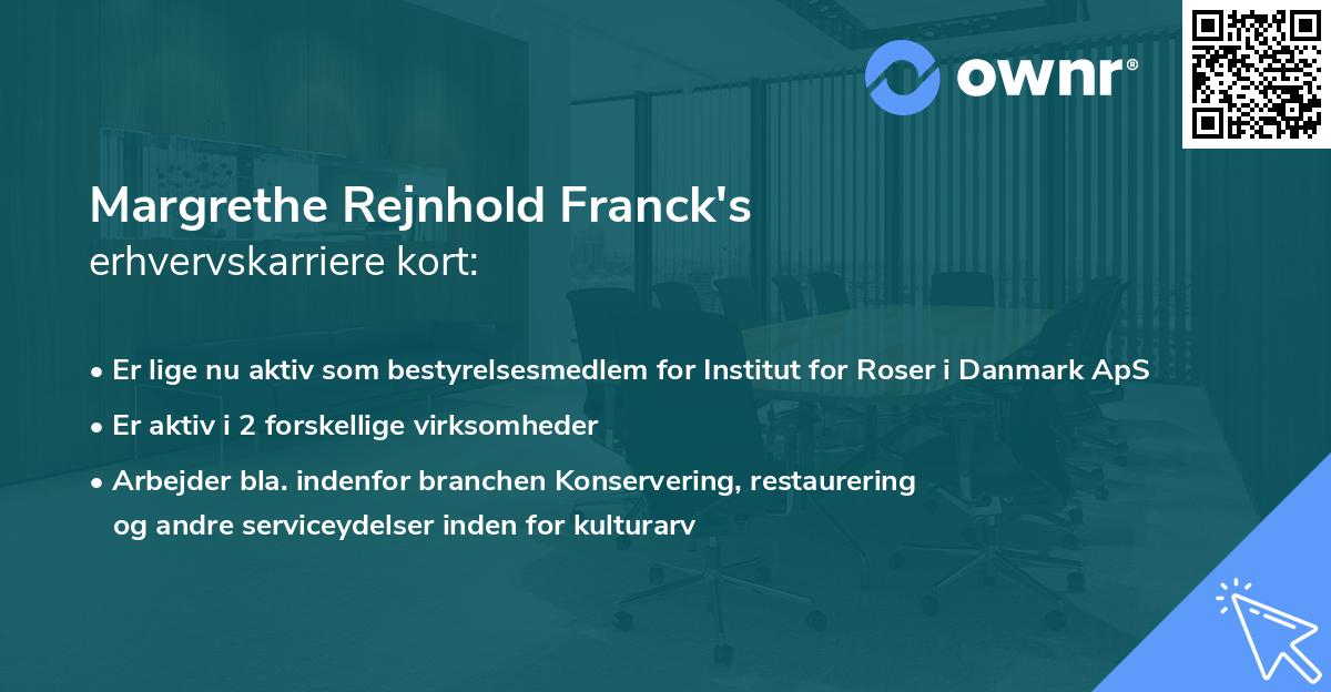 Margrethe Rejnhold Franck's erhvervskarriere kort