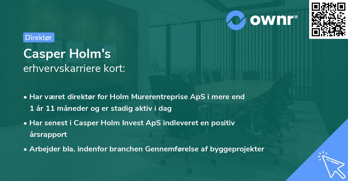 Casper Holm's erhvervskarriere kort