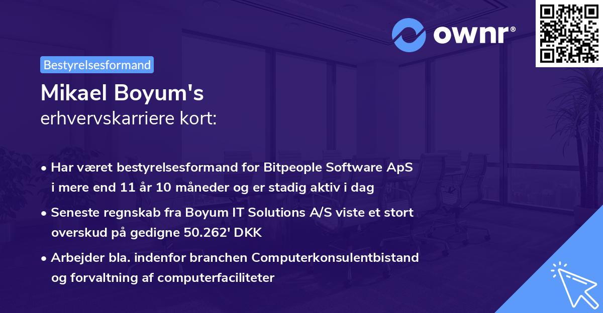 Mikael Boyum's erhvervskarriere kort