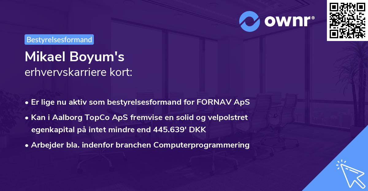Mikael Boyum's erhvervskarriere kort
