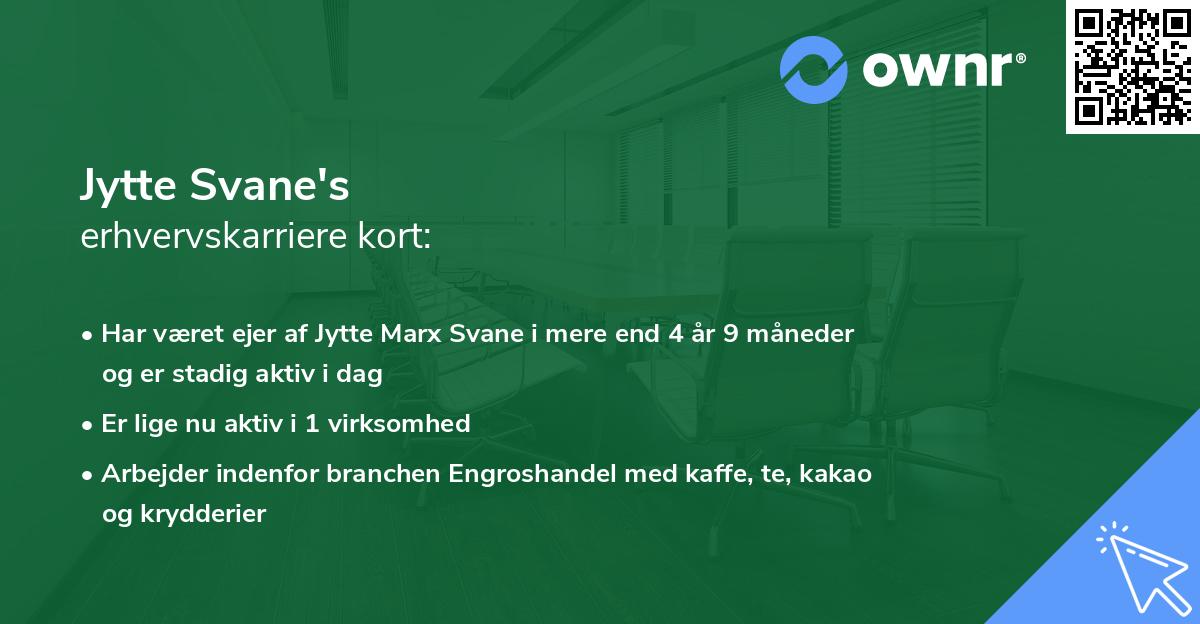 Jytte Svane's erhvervskarriere kort