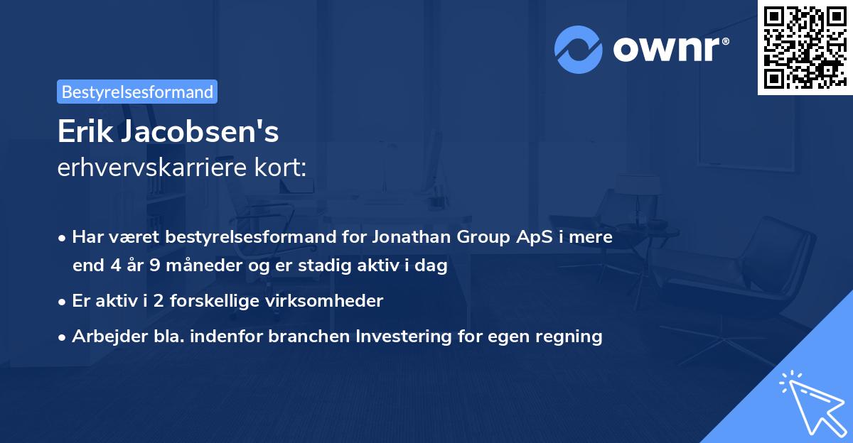 Erik Jacobsen's erhvervskarriere kort