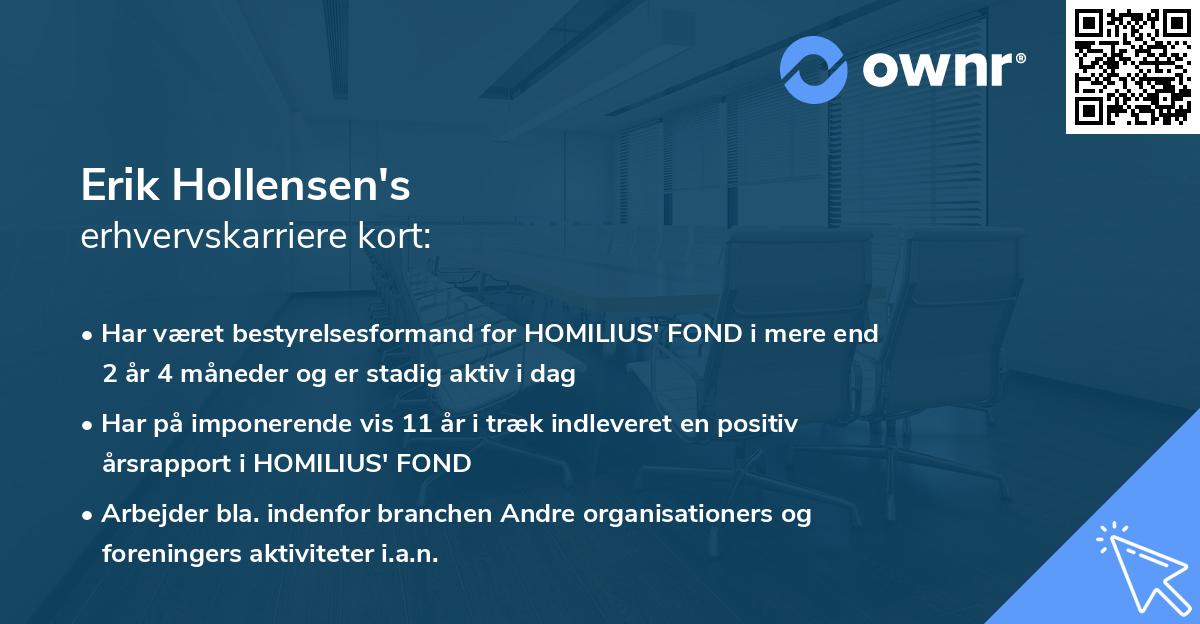 Erik Hollensen's erhvervskarriere kort