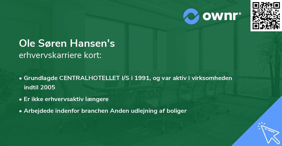 Ole Søren Hansen's erhvervskarriere kort