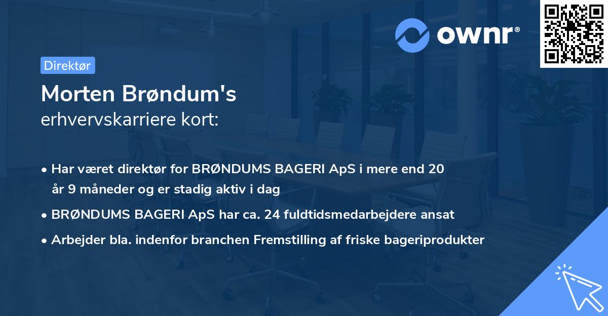 Morten Brøndum's erhvervskarriere kort