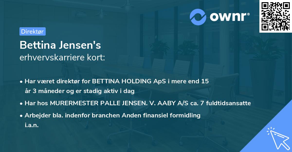 Bettina Jensen's erhvervskarriere kort