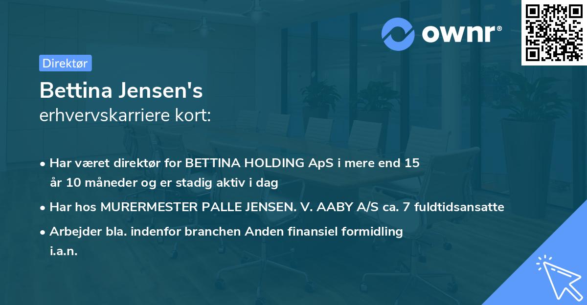 Bettina Jensen's erhvervskarriere kort