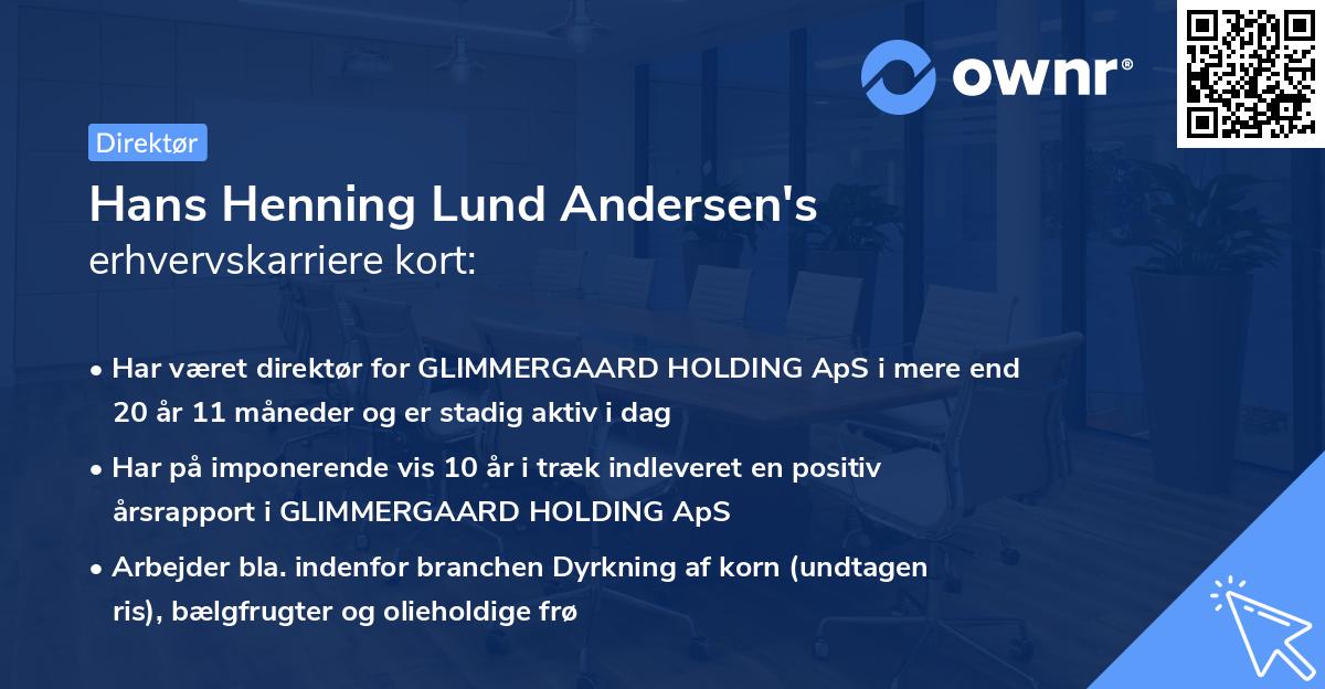 Hans Henning Lund Andersen's erhvervskarriere kort