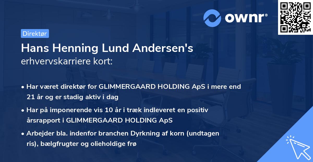 Hans Henning Lund Andersen's erhvervskarriere kort