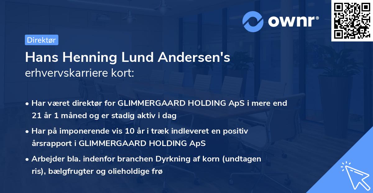 Hans Henning Lund Andersen's erhvervskarriere kort