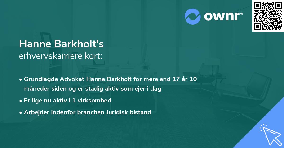 Hanne Barkholt's erhvervskarriere kort