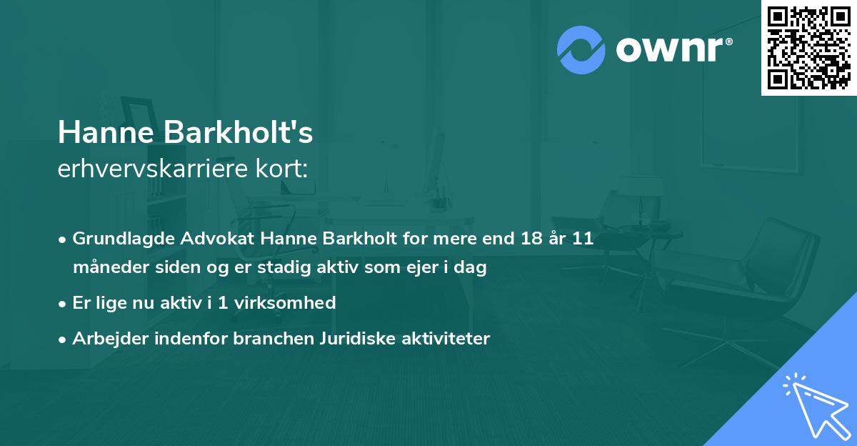Hanne Barkholt's erhvervskarriere kort