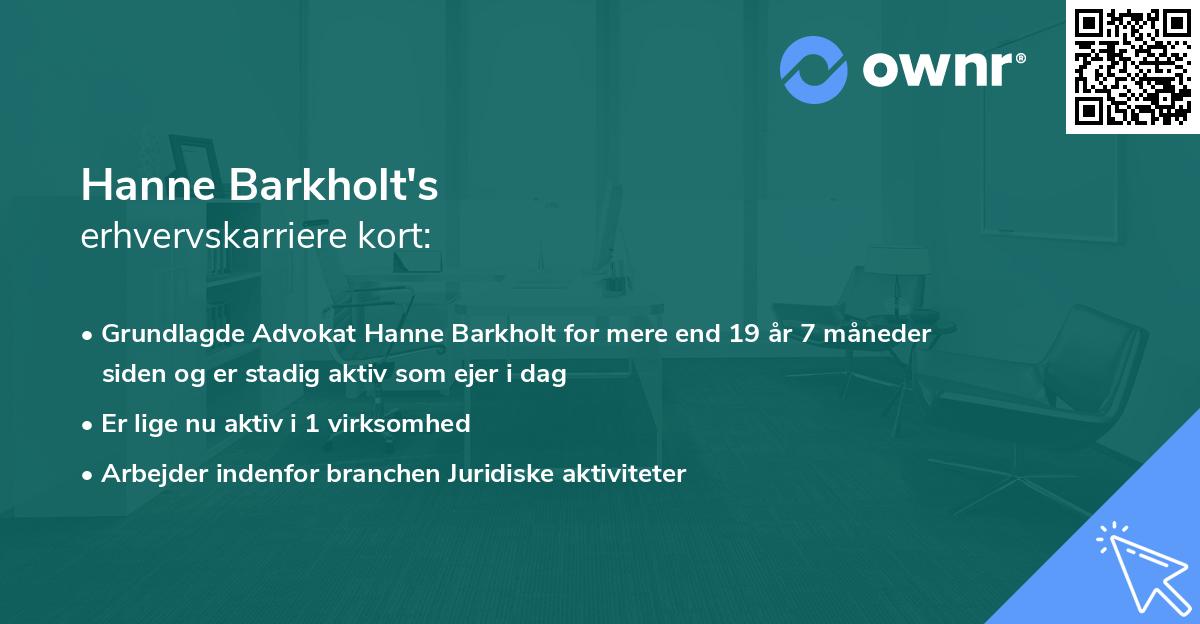 Hanne Barkholt's erhvervskarriere kort