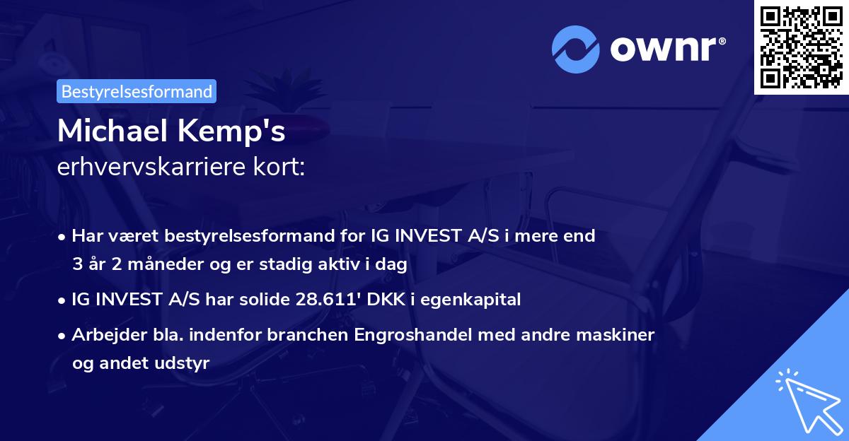 Michael Kemp's erhvervskarriere kort