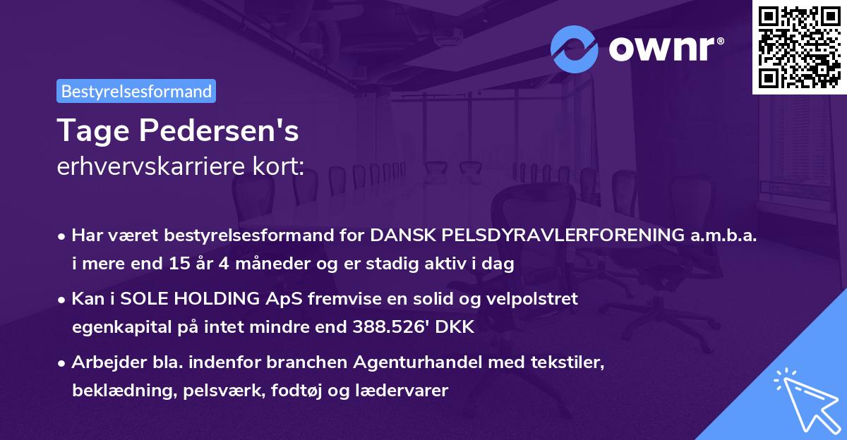 Tage Pedersen's erhvervskarriere kort