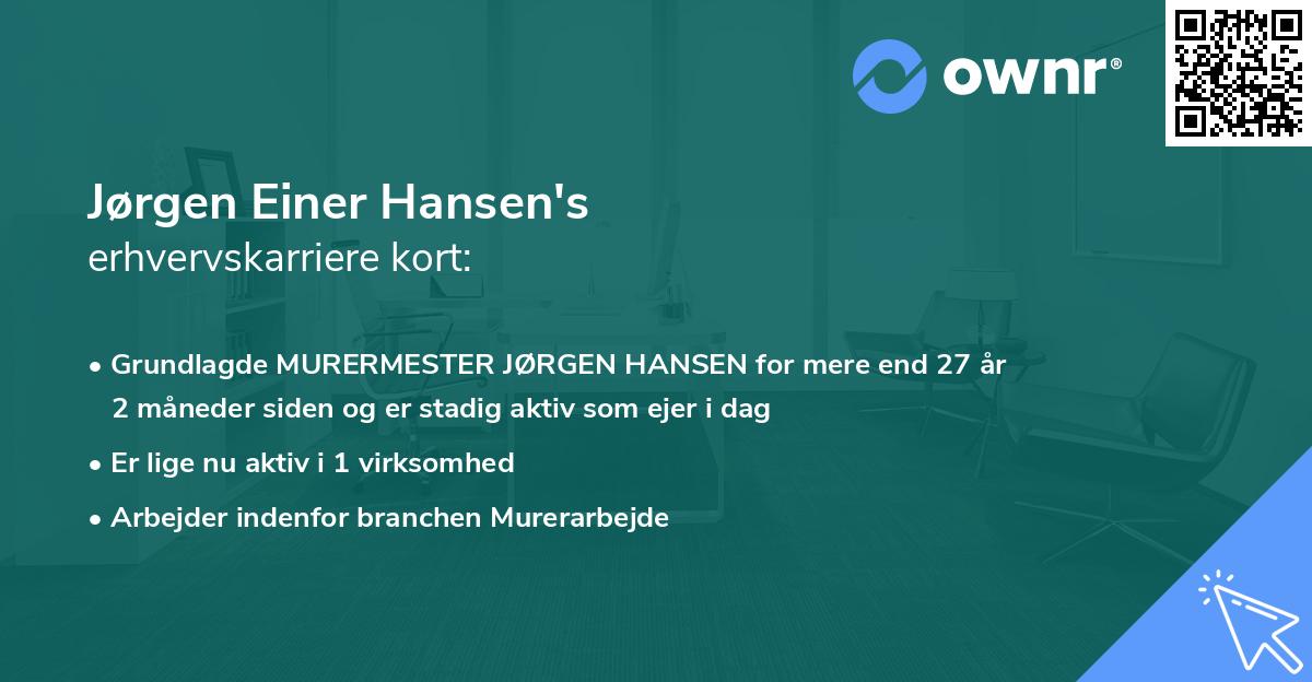 Jørgen Einer Hansen's erhvervskarriere kort