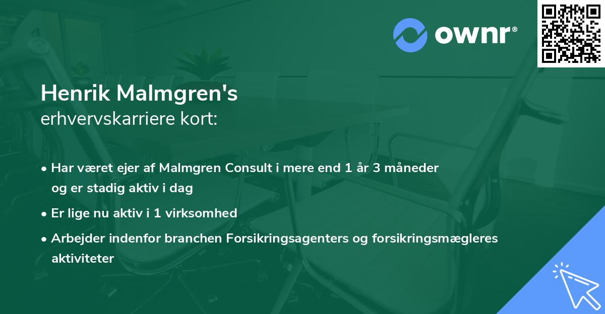 Henrik Malmgren's erhvervskarriere kort