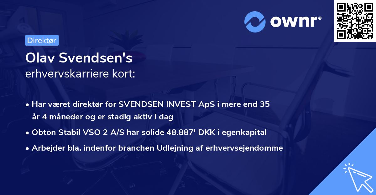 Olav Svendsen's erhvervskarriere kort