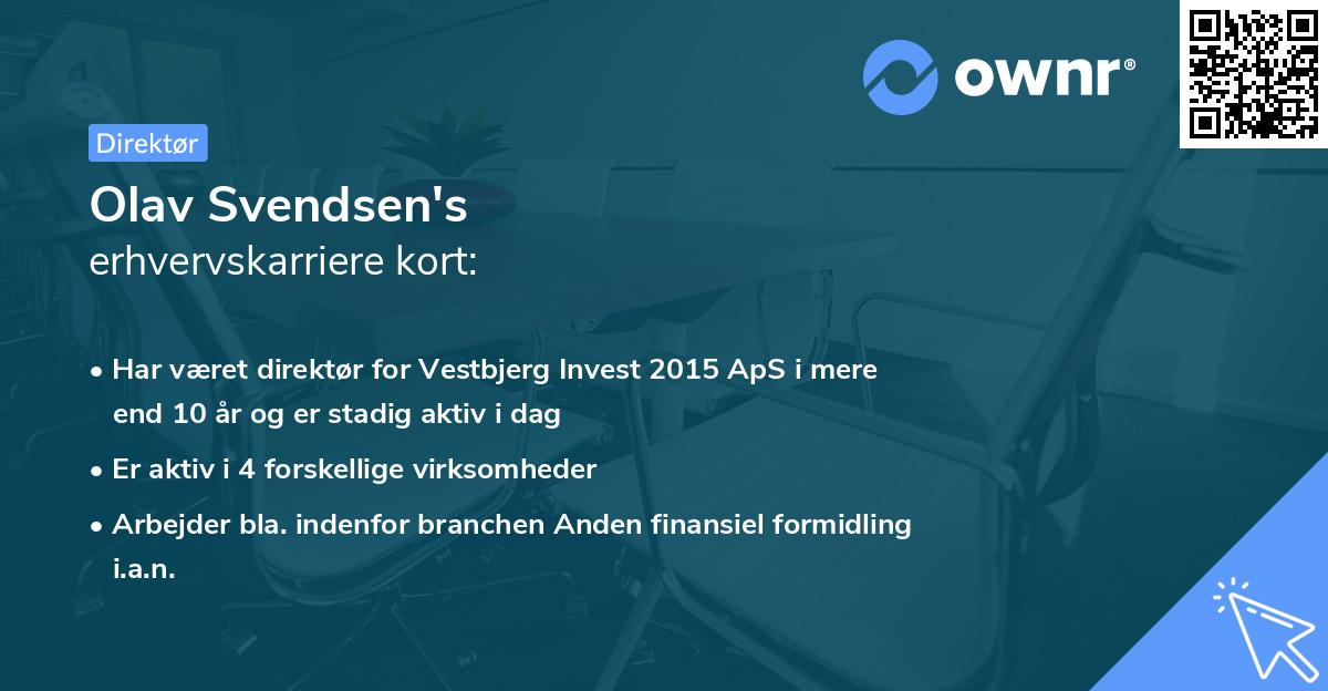 Olav Svendsen's erhvervskarriere kort