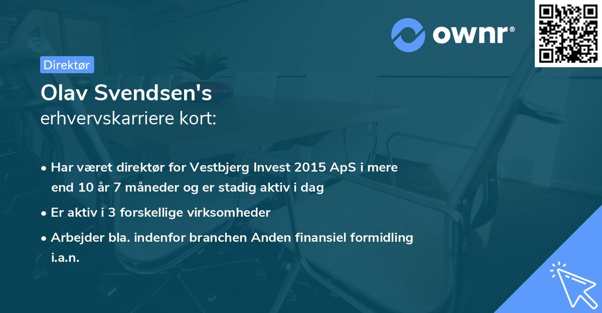 Olav Svendsen's erhvervskarriere kort