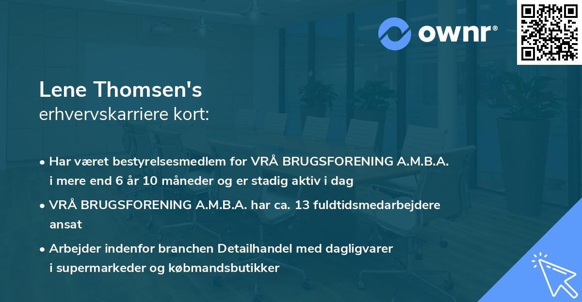Lene Thomsen's erhvervskarriere kort