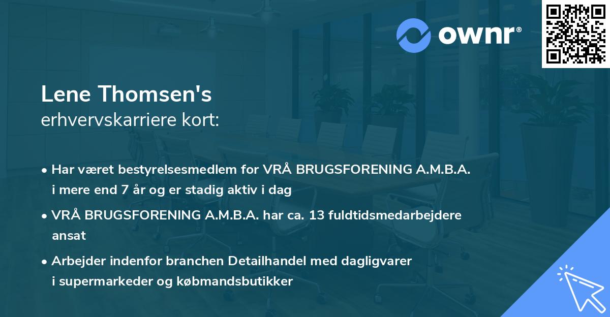 Lene Thomsen's erhvervskarriere kort