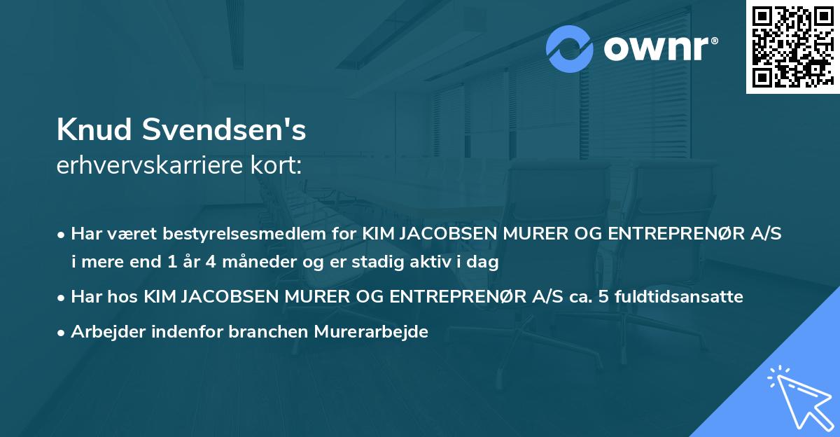 Knud Svendsen's erhvervskarriere kort