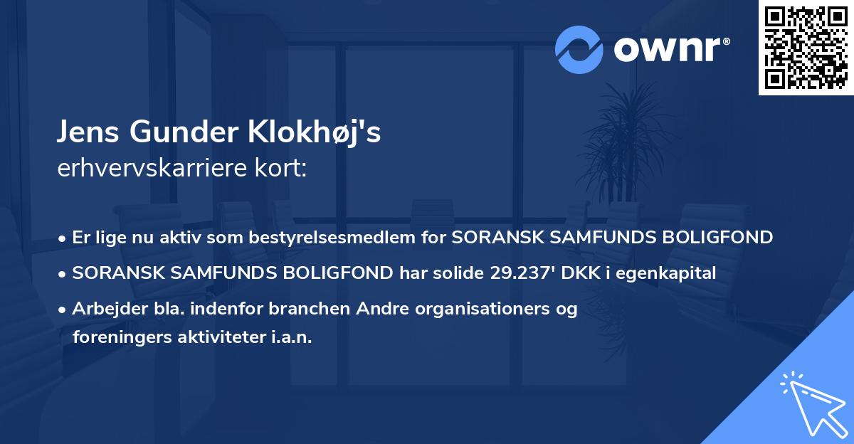 Jens Gunder Klokhøj's erhvervskarriere kort