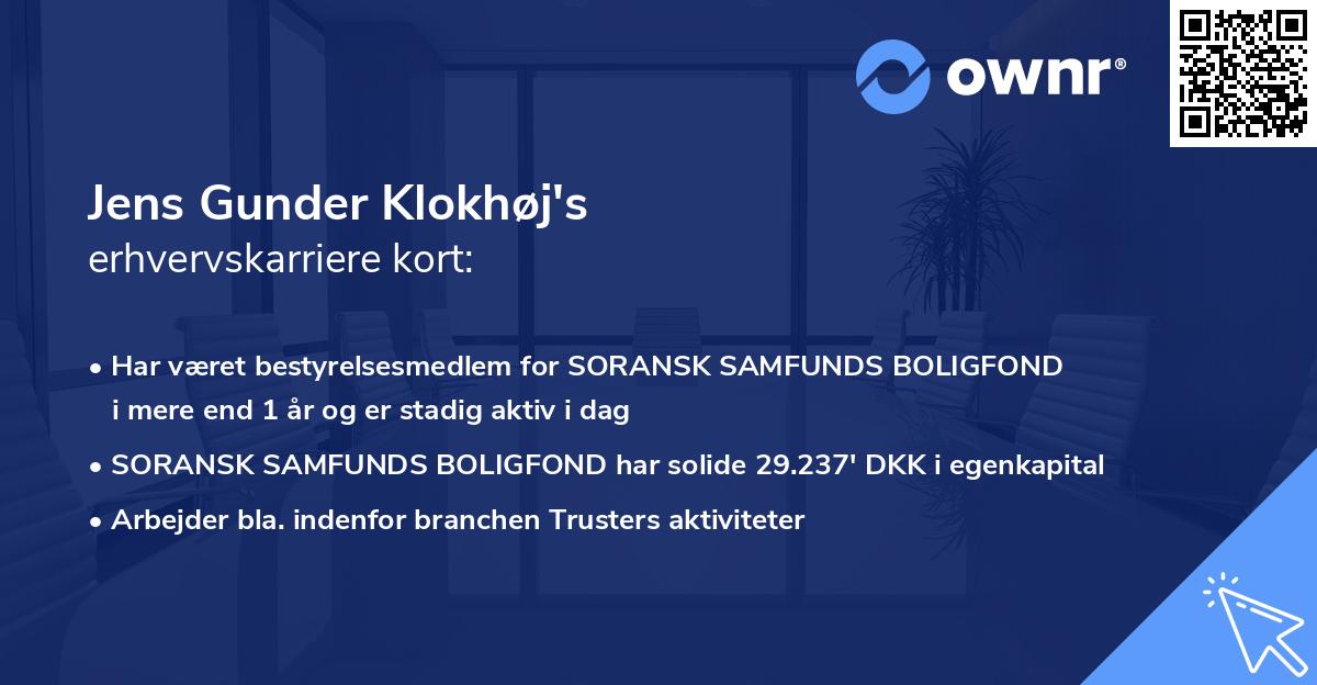 Jens Gunder Klokhøj's erhvervskarriere kort