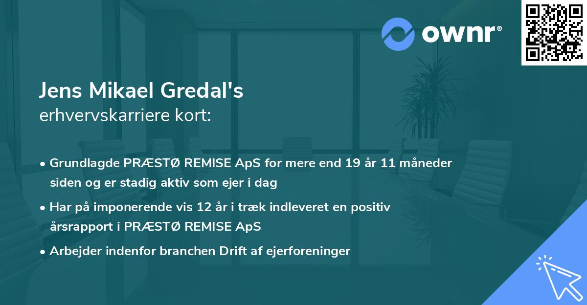 Jens Mikael Gredal's erhvervskarriere kort