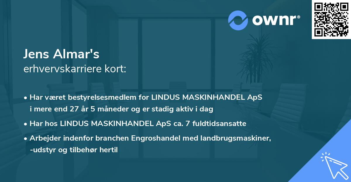 Jens Almar's erhvervskarriere kort