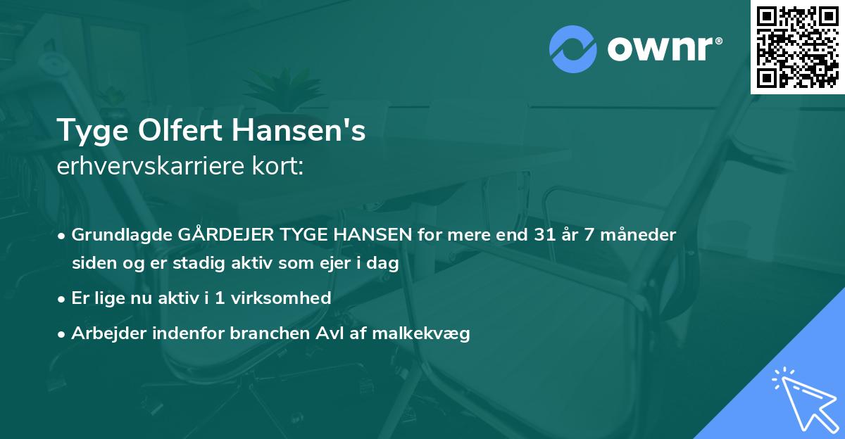 Tyge Olfert Hansen's erhvervskarriere kort