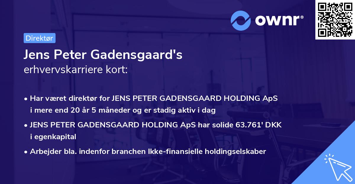Jens Peter Gadensgaard's erhvervskarriere kort