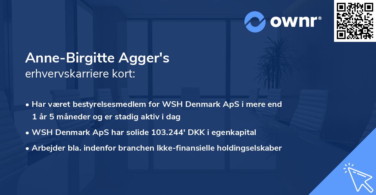 Anne-Birgitte Agger's erhvervskarriere kort