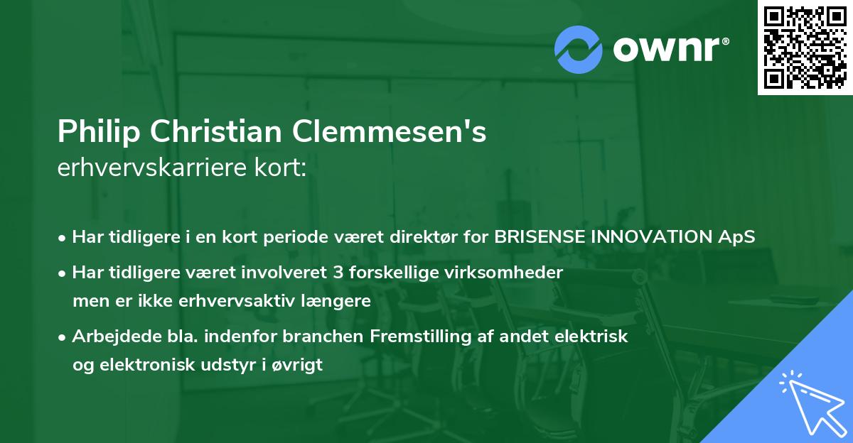 Philip Christian Clemmesen's erhvervskarriere kort