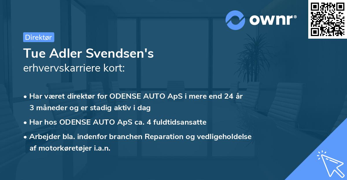 Tue Adler Svendsen's erhvervskarriere kort