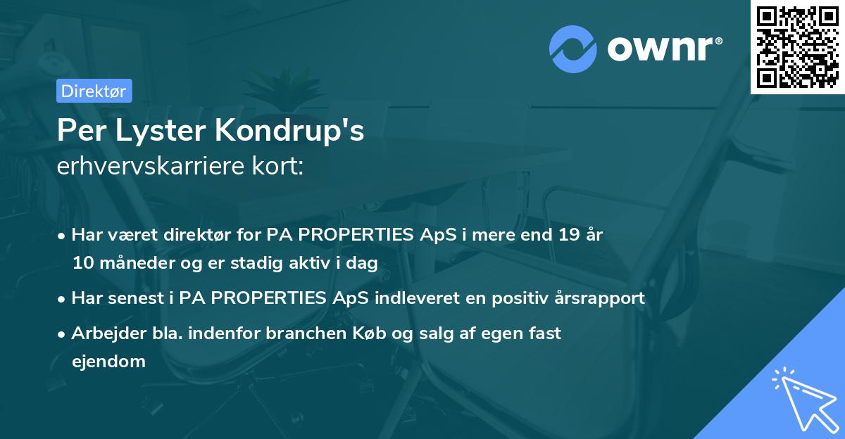 Per Lyster Kondrup's erhvervskarriere kort