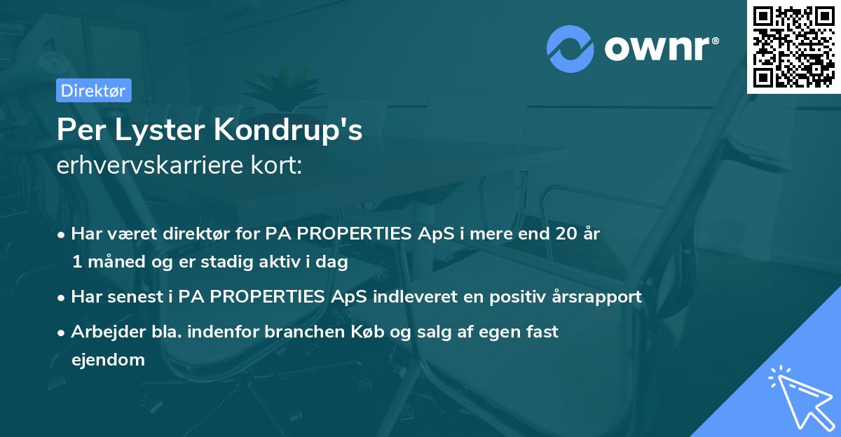 Per Lyster Kondrup's erhvervskarriere kort