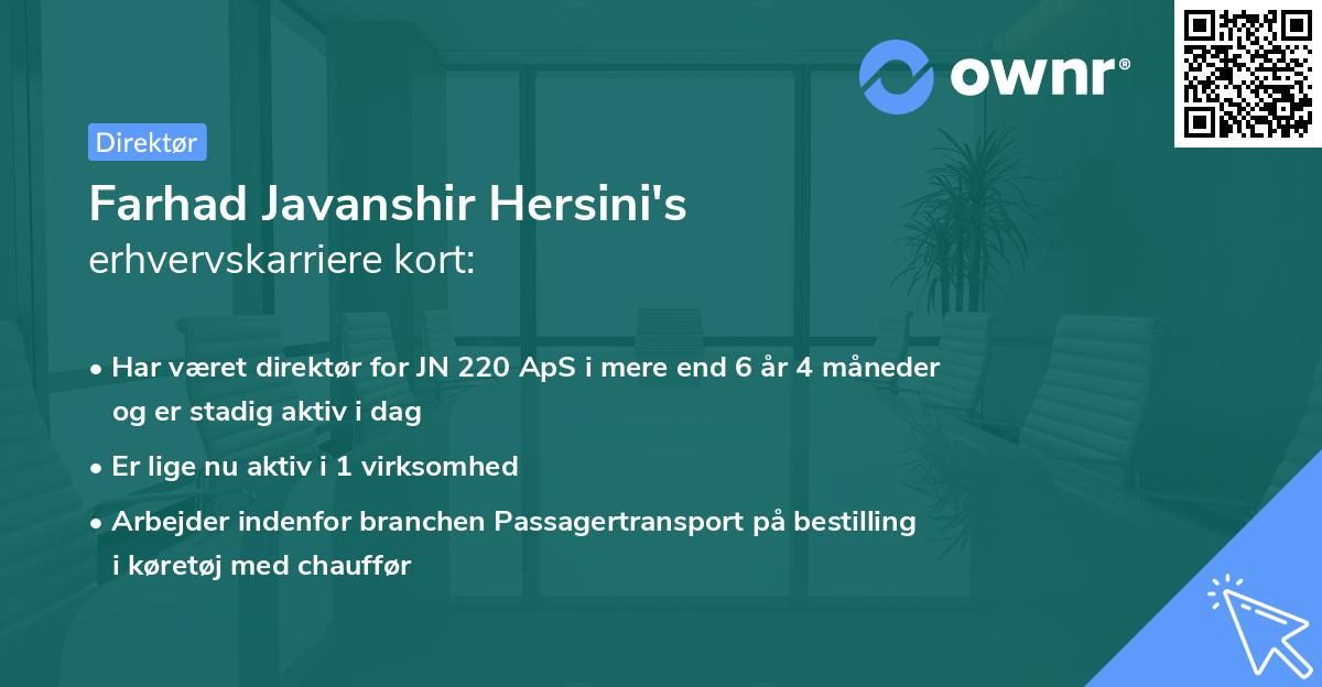 Farhad Javanshir Hersini's erhvervskarriere kort