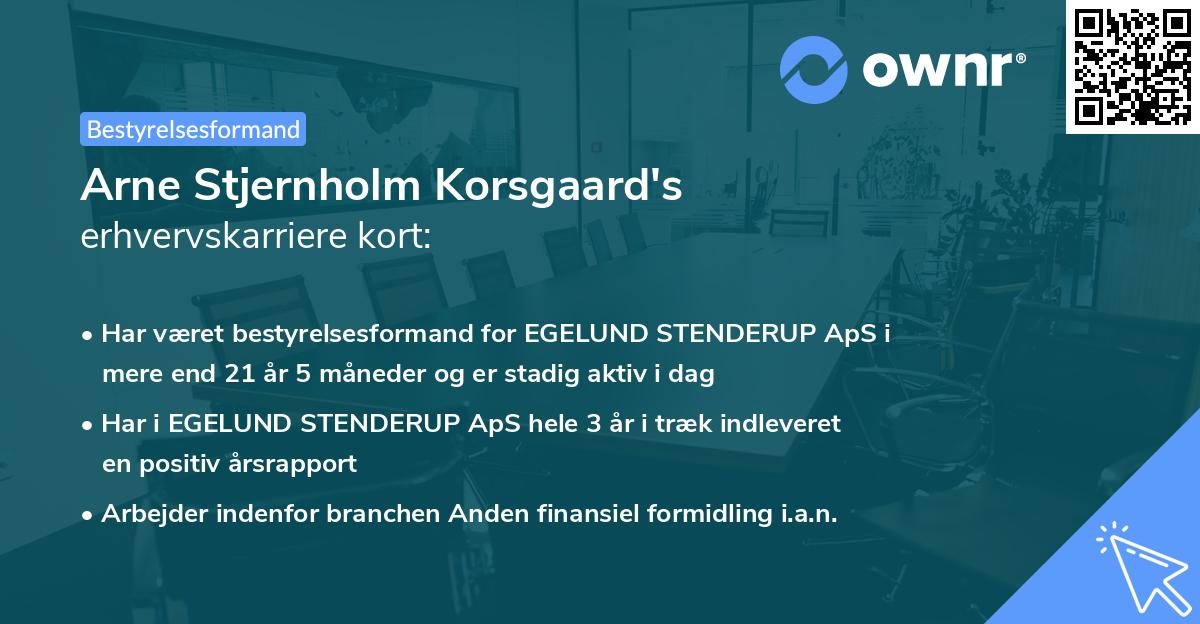 Arne Stjernholm Korsgaard's erhvervskarriere kort