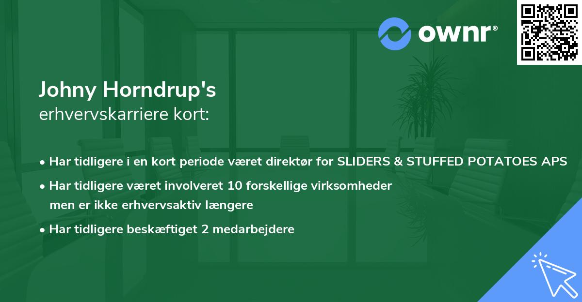 Johny Horndrup's erhvervskarriere kort
