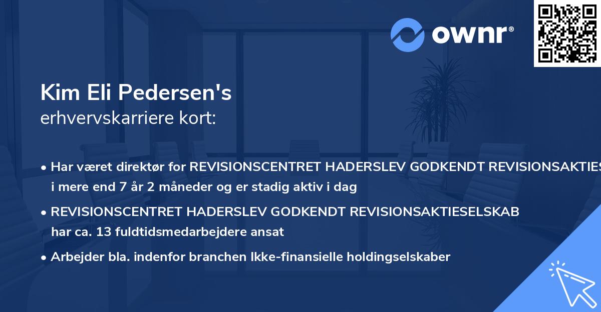 Kim Eli Pedersen's erhvervskarriere kort