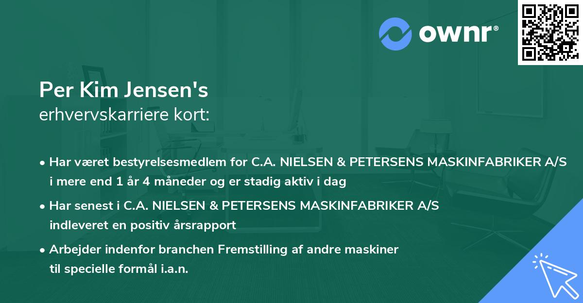 Per Kim Jensen's erhvervskarriere kort