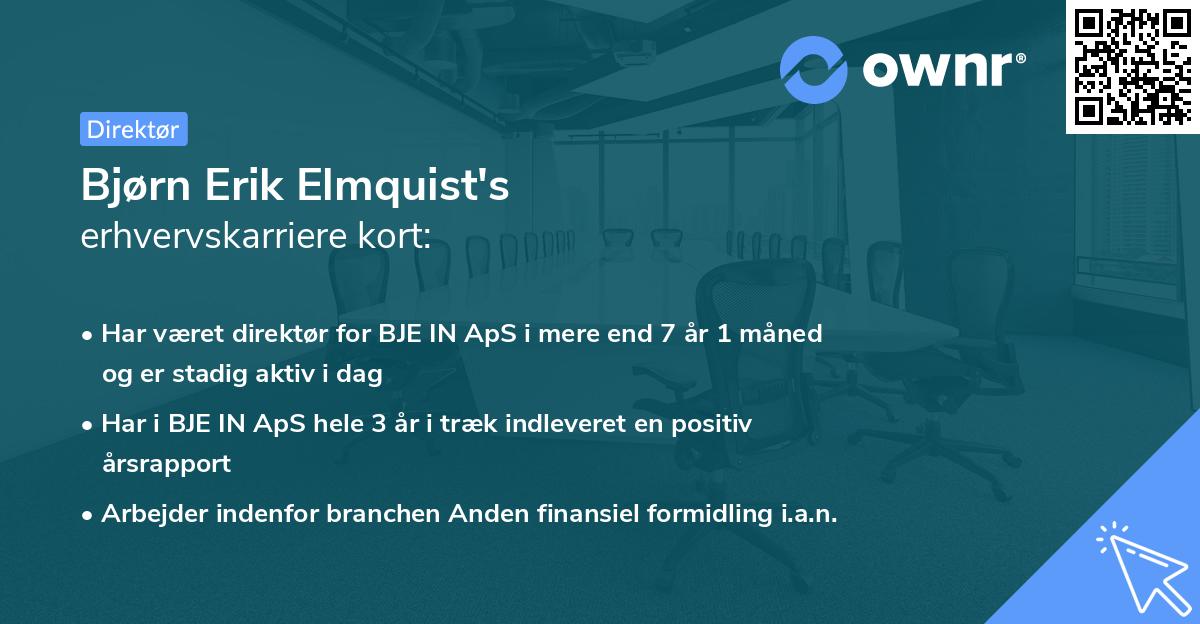Bjørn Erik Elmquist's erhvervskarriere kort