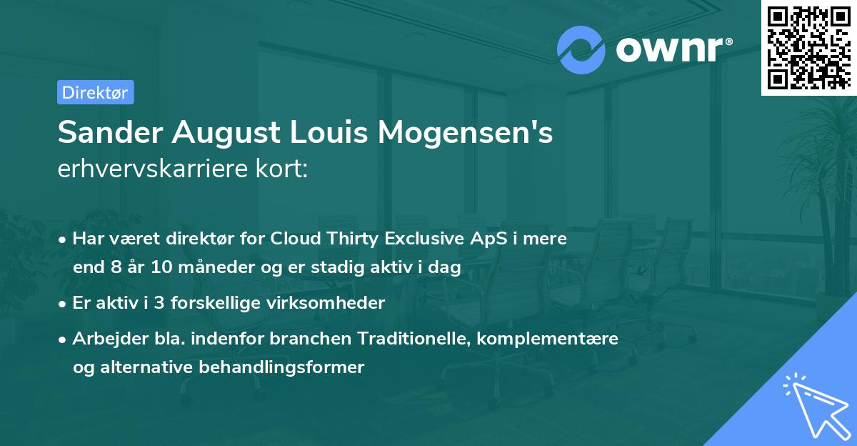 Sander August Louis Mogensen's erhvervskarriere kort