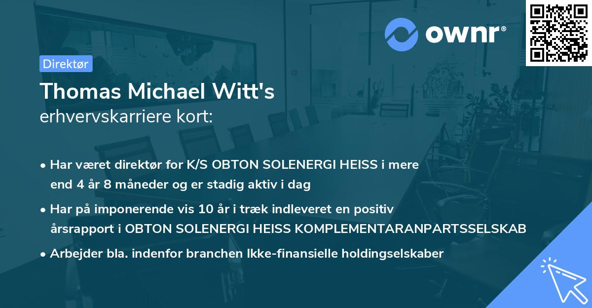 Thomas Michael Witt's erhvervskarriere kort