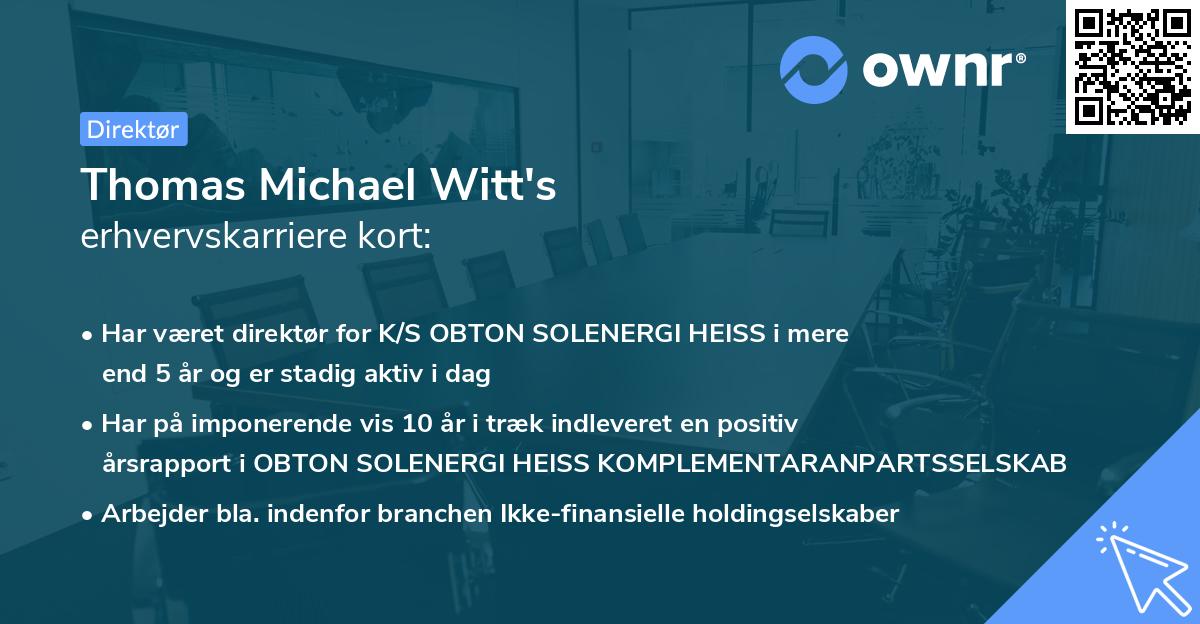 Thomas Michael Witt's erhvervskarriere kort