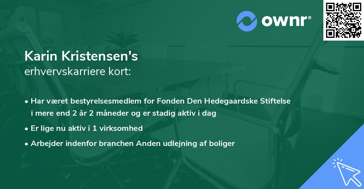 Karin Kristensen's erhvervskarriere kort