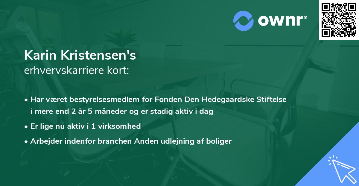 Karin Kristensen's erhvervskarriere kort